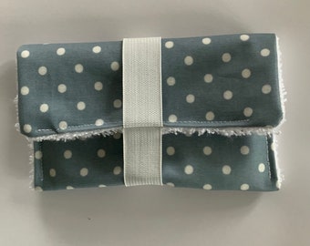 Soap bag gray blue with white dots