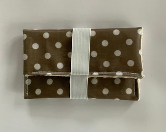 Soap bag beige/brown white dots