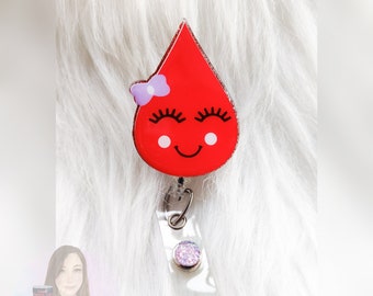 Blood Drop Badge Reel, Nurse Badge Reel, Glitter Badge Reel, Customized Badge Reel, Christmas Gift