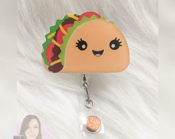 Taco Badge Reel, Cute Badge Reel, Glitter Badge Reel, Custom Badge Reel, Christmas Gift, Stocking Stuffer