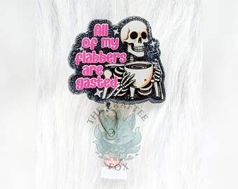 Funny Skeleton Badge Reel, Nurse Badge Reel, Interchangeable Acrylic Topper