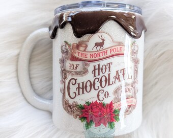 Hot Chocolate Glitter Tumbler, Hot Chocolate Mug Personalized, Hot Chocolate Lover Gift, Christmas Gift