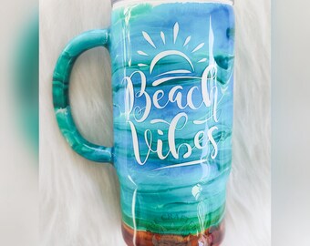 Beach Vibes Tumbler, Beach Tumbler, Beach Mug, Beach Coffee Mug
