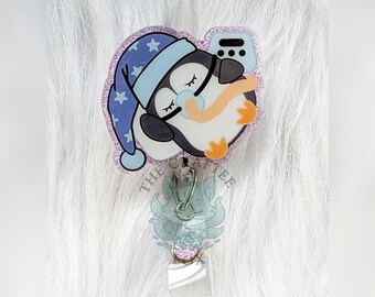 CPAP Penguin Badge Reel, Sleep Tech Badge Reel, Nurse Badge Reel, Interchangeable Acrylic Topper