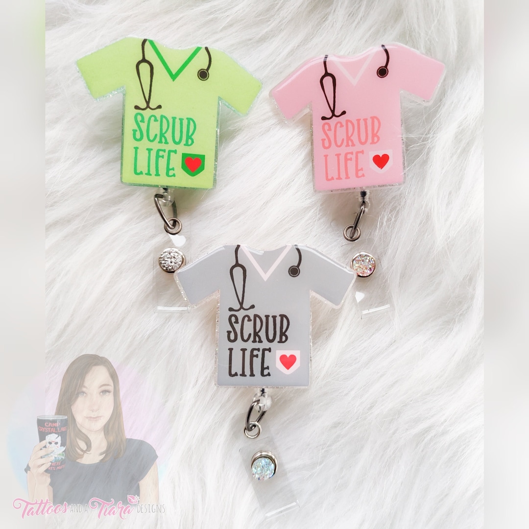 Scrub Top Badge Reel, Glitter Badge Reel, Customized Badge Reel Etsy