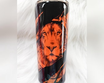 Lion Tumbler, Birthday Gift for Dad, Unique Tumbler Cup, Christmas Gift