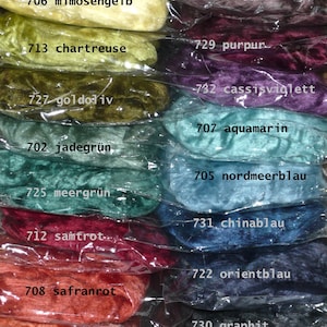 10 g (320Euro/kg) merino/jedwabny niedoprzęd ATELIERWOLLE jedwabna wełna filcowa z merynosów NUNO filcowanie przędzalnicze wybór koloru