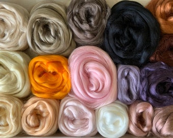 240 g SET Viscose Kammzug VEGAN (50Euro/kg) Feenhaar Set Mix Fee Elfe Puppenhaar