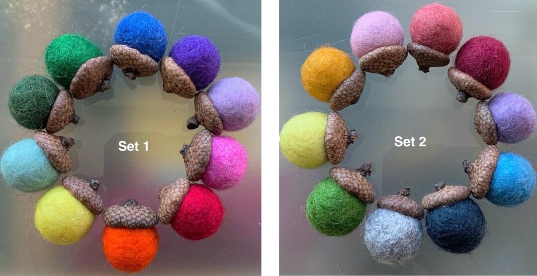 Multicolor Acorns 10 FELT ACORNS Set 1 or 2 Multicolor Decoration Autumn Wool Felted - Etsy