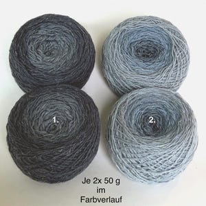 100 g Merino Silk Linen TRIOLOGY Lemon hand-dyed long gradient Jeans blue