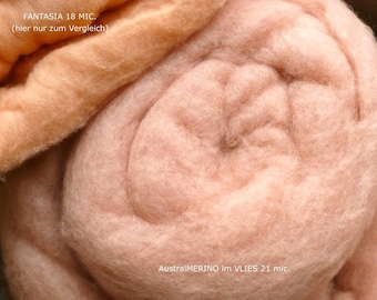 HAUT Merino Vlies (ab 67Euro/kg) NUNO Filzwolle Hautfarbe Feen Elfen Wolle 21 mic.