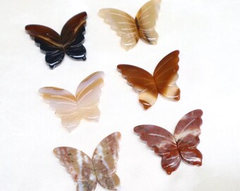 Hand-Carved Agate & Jasper Butterfly Wing Pairs for Jewelry Making