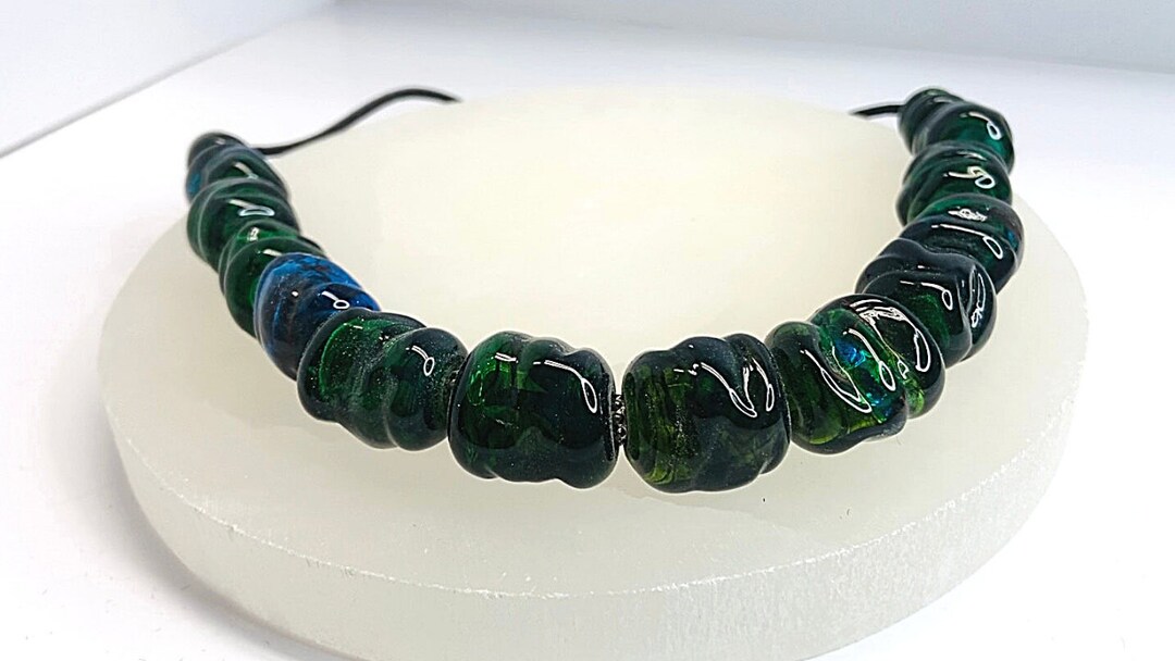 Handblown Glass Bead and Satin Cord Necklace Etsy