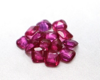 Octagon/Square-Cut Deep Pink Synthetic Sapphires