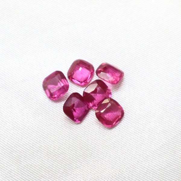 7x7mm Octagon/Square-Cut Deep Pink Synthetic Sapphires