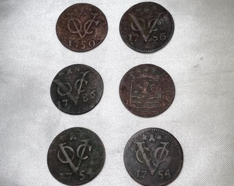 Lot of 6 Dutch East India Company Coins