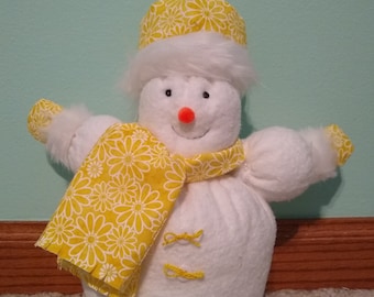 Stuffed Yellow and White Snowman Plushie