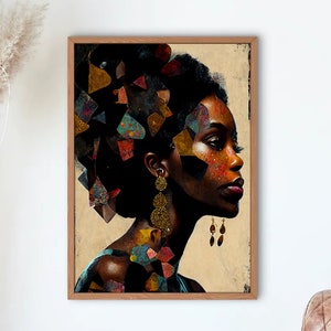 Queen | Afrocentric Wall Art | Black Woman Art | BLM Art | Afro American Art | Fine Art Print | [Frame NOT Included]