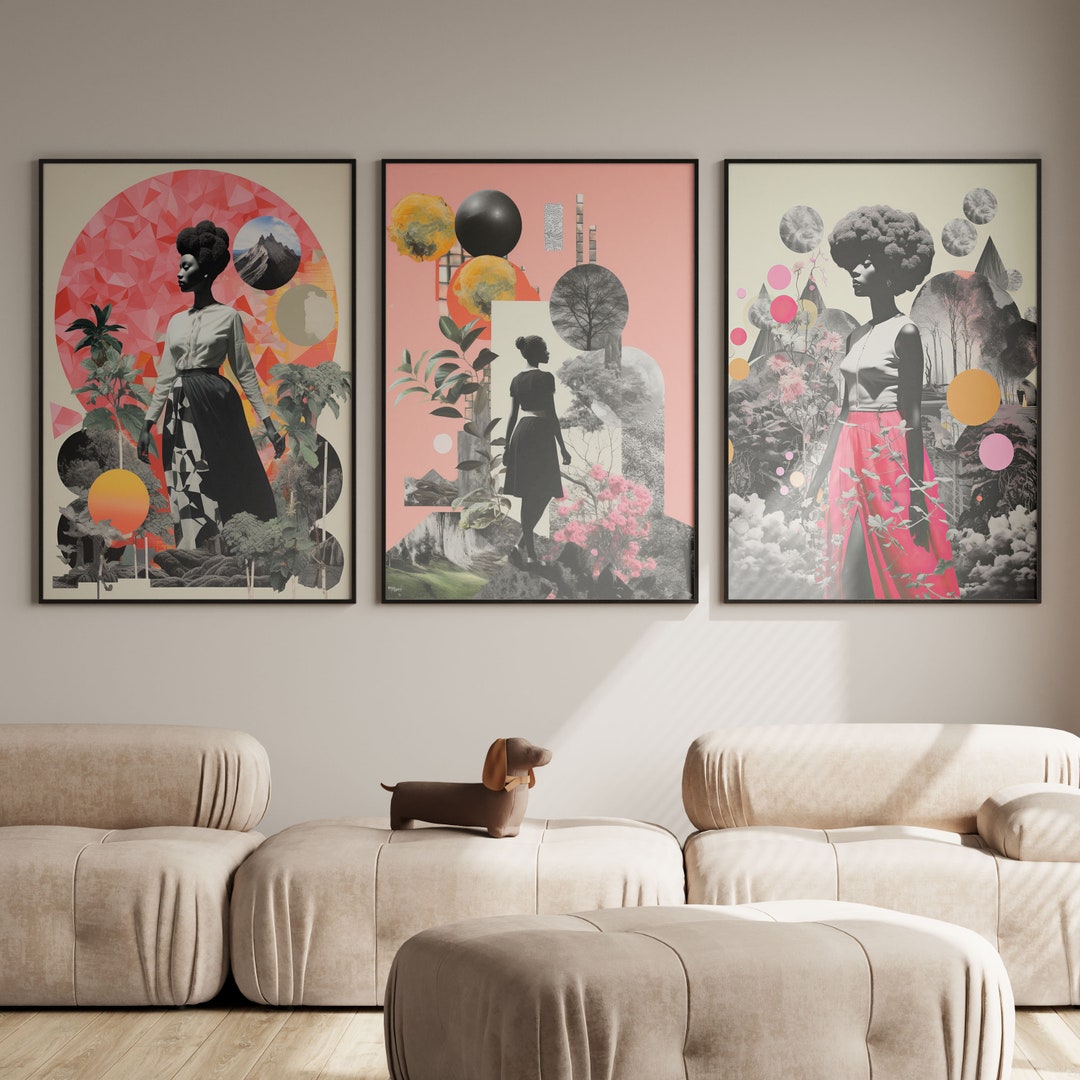 Black Art Decor Set of 3 Art Prints Black Woman Wall Decor Afro