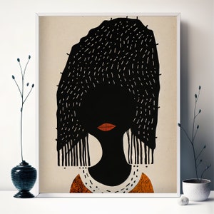 Afrocentric Wall Art | Black Woman Wall Decor | BLM Art | Afro American Art | Boho Aesthetic Black Art | Fine Art Print [Frame NOT Included]