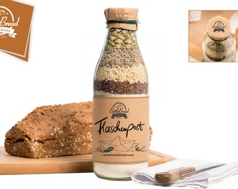 BottleBread "Flaschenpost" Backmischung Brotbackmischung im Glas Flasche Geschenk Geschenkidee