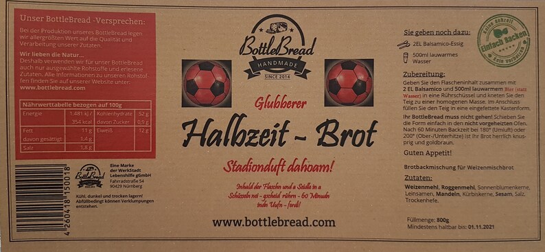 BottleBread Half-Time Baking Mixture Bread Baking Mixture in a Glass Bottle Gift Gift Idea Entry Entry Gift image 3