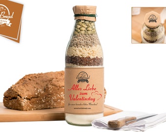 BottleBread "Happy Valentine's Day" baking mix bread baking mix in a glass bottle gift for Valentine's Day Valentine's Day gift