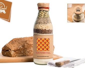 BottleBread "Change of Wallpaper" Retro Design Baking Mix Bread Baking Mix in a Glass Bottle Gift Housewarming Gift Moving into New Apartment