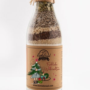 BottleBread Kind mit Weihnachtsbaum Backmischung Brotbackmischung im Glas Flasche Bild 2