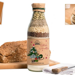 BottleBread Kind mit Weihnachtsbaum Backmischung Brotbackmischung im Glas Flasche Bild 1