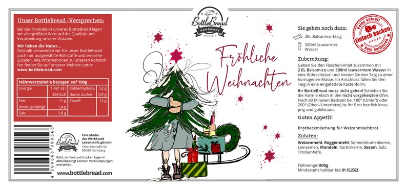 BottleBread Kind mit Weihnachtsbaum Backmischung Brotbackmischung im Glas Flasche Bild 3