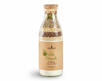 BottleBread &quot;Easter Greetings&quot; Baking mix Bread mix in a glass Bottle Gift for Easter Easter Gift