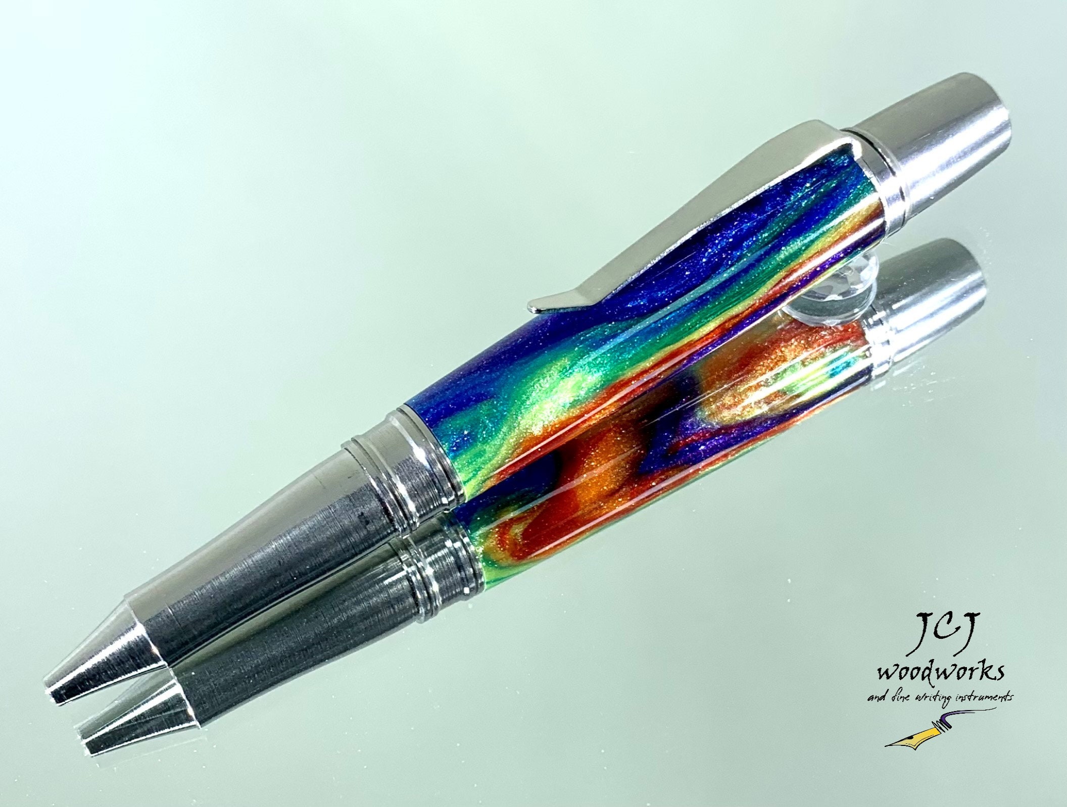 Oil Slick DiamondCast Ballpoint Twist Pen with Stainless Steel Components