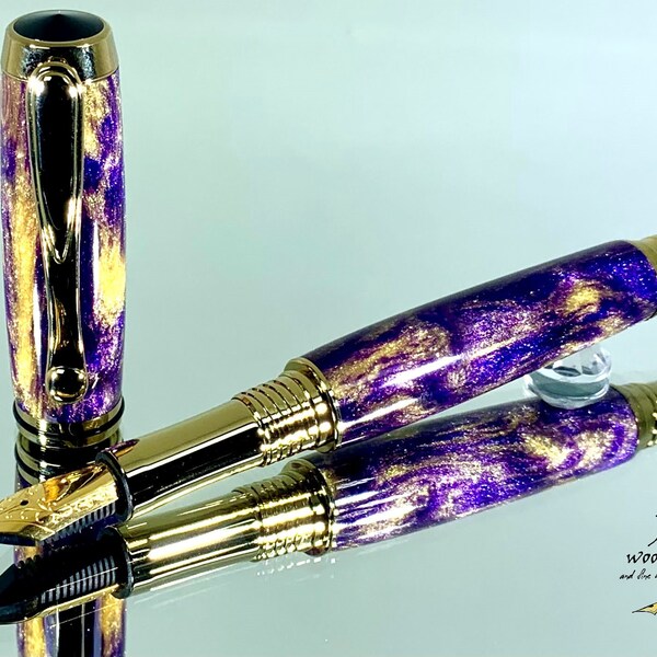 LSU Colors DiamondCast Fountain Pen with Titanium Gold Components