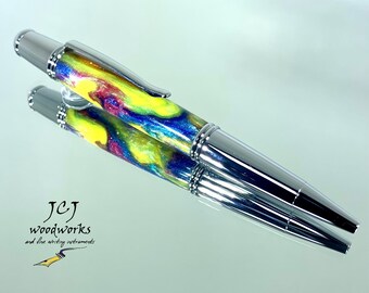 Oil Slick DiamondCast Ballpoint Twist Pen with Stainless Steel Components