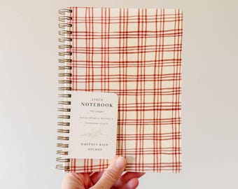 Watercolor Plaid Spiral Notebook, Artist Made Journal, Lined or Blank Softcover Sketchbook
