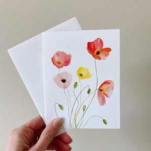 Poppy Greeting Card - Floral Blank Notecard - Pink Greeting Card - Folded Note Cards - Iceland Poppies Card - Botanical Greeting Card