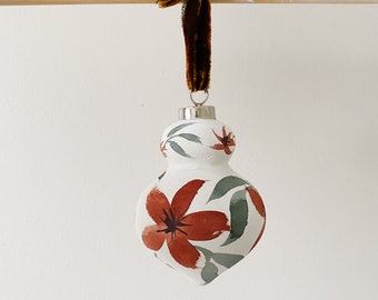 Hand Painted Floral Ornament - Poinsettia Ornament - Holiday 2023 Ornament - Holiday Decor - Poinsettia Heirloom Ornament - Gift for Mom