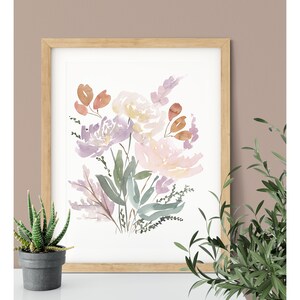 Watercolor Floral Print | Pastel Flower Art Print | Baby Girl Nursery Decor | Wildflower Artwork for Walls | Botanical Print | 8x10 11x14 image 2