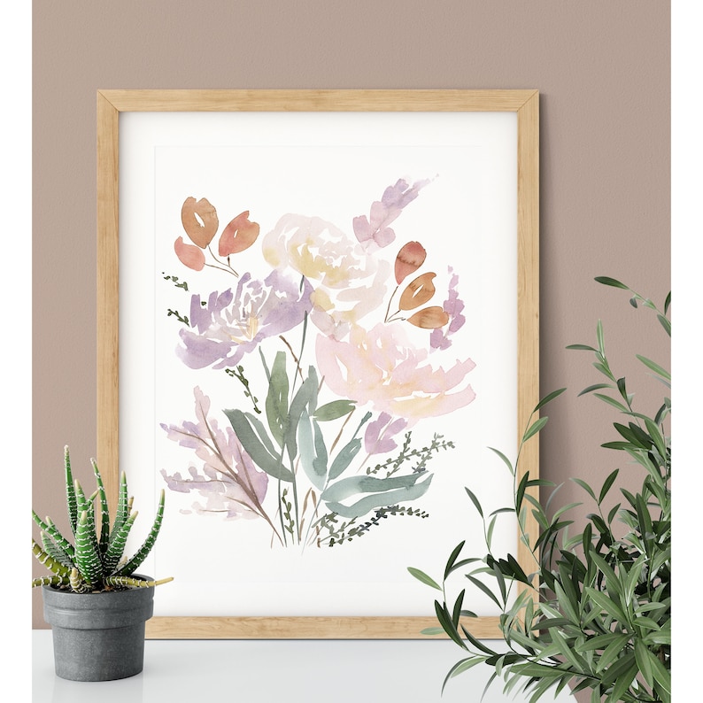 Watercolor Floral Print | Pastel Flower Art Print | Baby Girl Nursery Decor | Wildflower Artwork for Walls | Botanical Print | 8x10 11x14 image 2