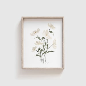Neutral Watercolor Art Print - Wildflower Print - Watercolor Flower Painting - Floral Artwork - Neutral Wall Art - Gallery Wall Nursery Art
