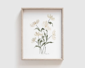 Neutral Watercolor Art Print - Wildflower Print - Watercolor Flower Painting - Floral Artwork - Neutral Wall Art - Gallery Wall Nursery Art