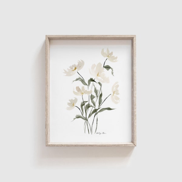 Neutral Watercolor Art Print - Wildflower Print - Watercolor Flower Painting - Floral Artwork - Neutral Wall Art - Gallery Wall Nursery Art