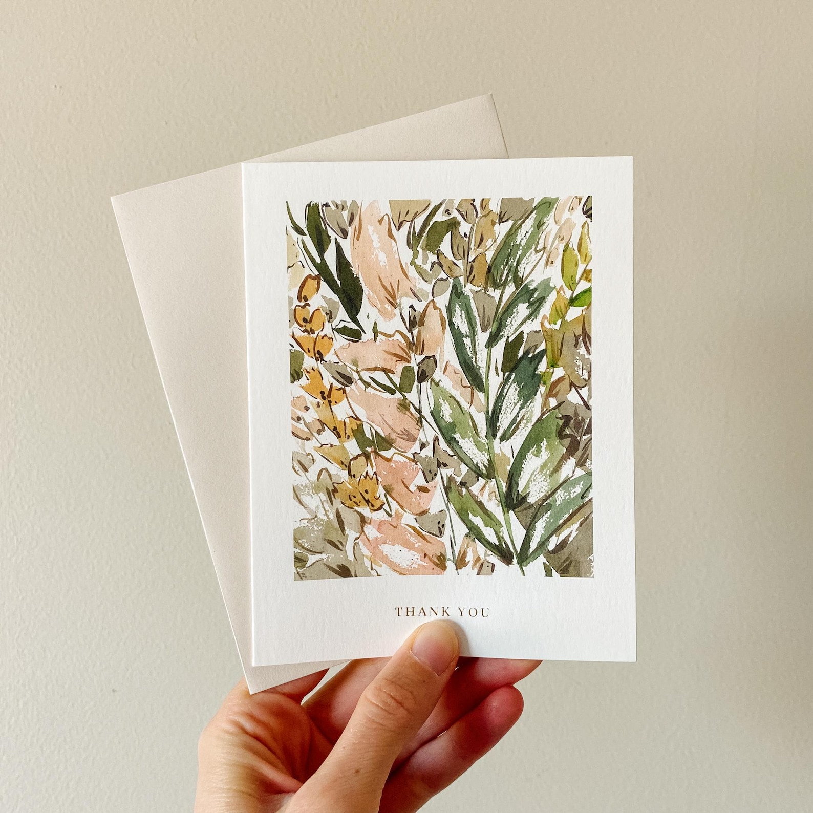 Wildflower Thank You Card - Set of Blank Floral Thank You Cards - Gold ...