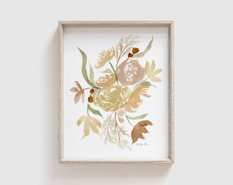 Watercolor Art Print | Yellow Flower Painting | Wildflower Artwork | Botanical Wall Decor | Baby Girl Nursery Art | Abstract Floral Design