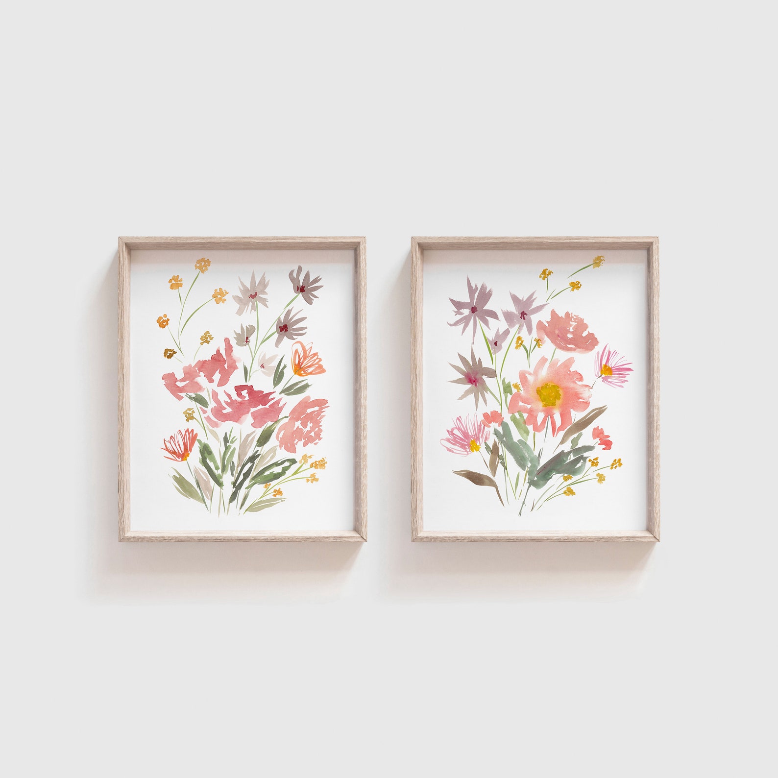 Watercolor Prints - Set of 2 Watercolor Art - Wildflower Painting ...