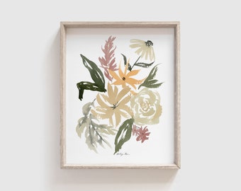 Watercolor Print | Floral Art Print | Abstract Flower Painting | Wildflower Print | Artwork for Walls | Baby Girl Nursery Art | 8x10 11x14