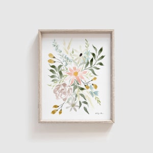 Aquarell Druck | Floral Art Print | Abstrakte Blumenmalerei | Wildblumen Druck | Pastell Kunstwerke für die Wand | Baby Mädchen Kunst