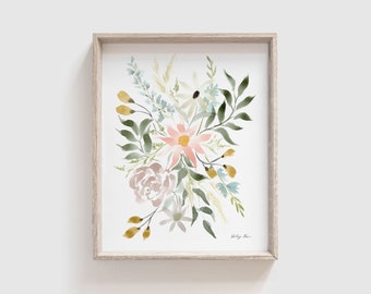 Watercolor Print | Floral Art Print | Abstract Flower Painting | Wildflower Print | Pastel Artwork for Walls | Baby Girl Nursery Art