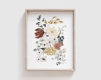 Watercolor Print | Floral Art Print | Abstract Flower Painting | Wildflower Print | Artwork for Walls | Dining Room Art | Girls Room Art